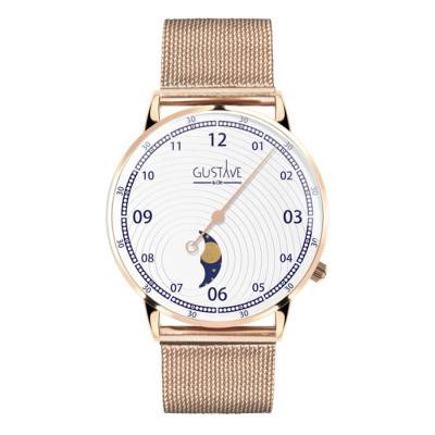 Rose Gold & White 12H Georges Watch Rose Gold Milanese 36mm - Gustave & Cie
