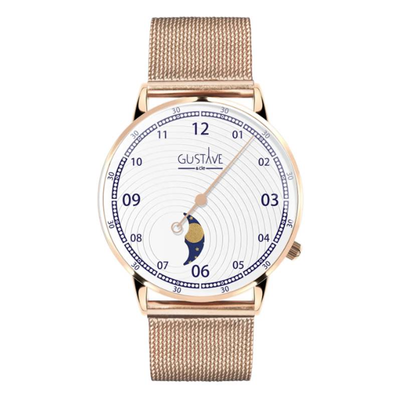 Rose Gold & White 12H Georges Watch Rose Gold Milanese 36mm - Gustave & Cie
