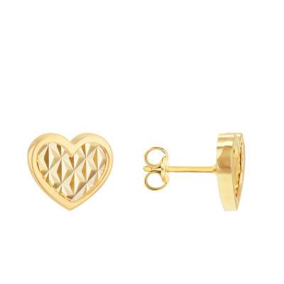 Boucles d'Oreilles Coeur Scintillant en Or Jaune 375 - Emanessence