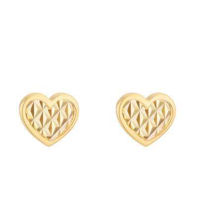 Boucles d'Oreilles Coeur Scintillant en Or Jaune 375 - Emanessence