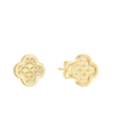 Boucles d'Oreilles Trèfle Scintillant en Or Jaune 375 - Emanessence