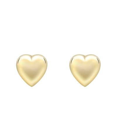 Boucles d'Oreilles Coeur Bombé Poli en Or Jaune 375 - Emanessence