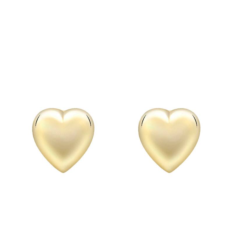 Polished Domed Heart 375/1000 Yellow Gold Stud Earrings - Emanessence