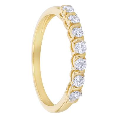 925 Silver Yellow Gold-Plated Ring & 7 Lab-Grown Synthetic Diamonds 0.31 ct - Emanessence