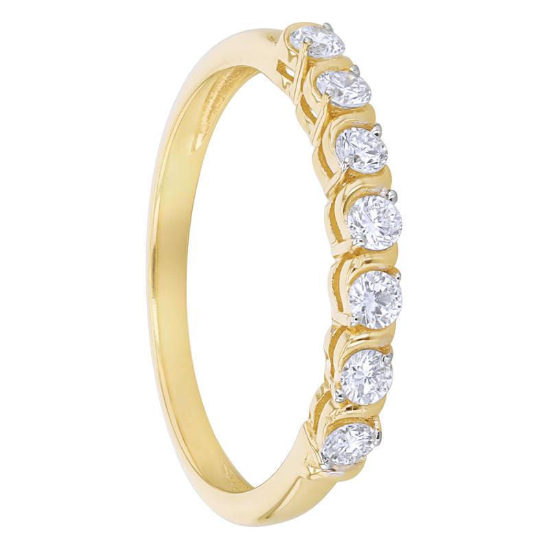 925 Silver Yellow Gold-Plated Ring & 7 Lab-Grown Synthetic Diamonds 0.31 ct - Emanessence
