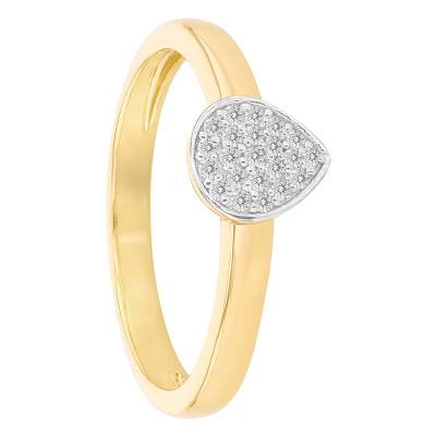 Bague Goutte en Argent 925 Plaqué Or Jaune & Diamants de Synthèse 0,10 ct - Emanessence