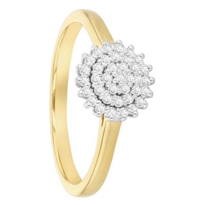 Bague en Argent 925 Plaqué Or Jaune & Diamants de Synthèse 0,24 ct - Emanessence