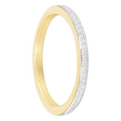 Yellow Gold-Plated 925 Silver Half Eternity Wedding Ring with Lab-Grown Diamonds 0.17 ct - Emanessence