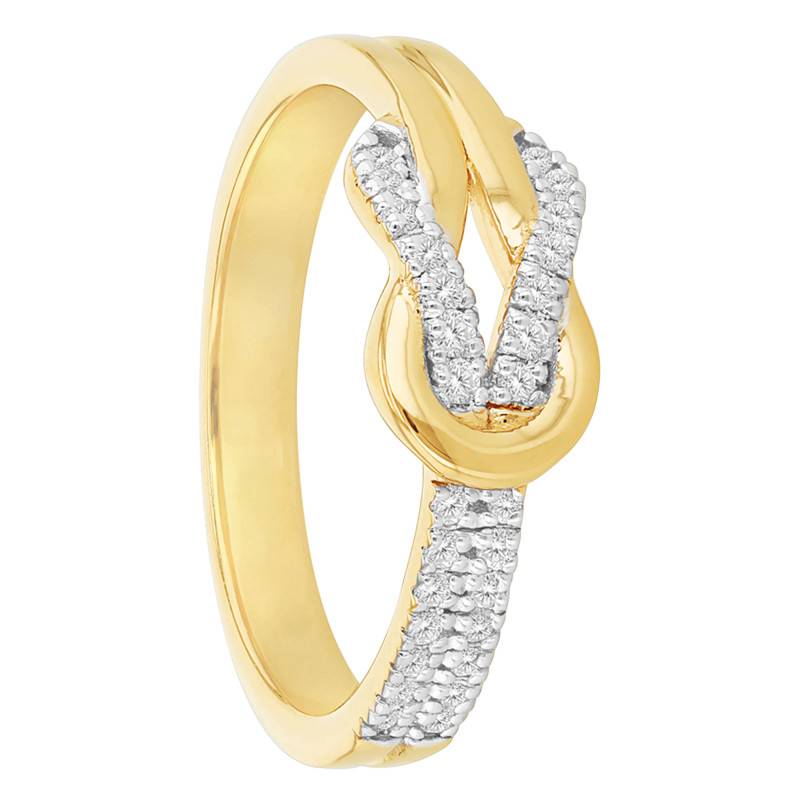 Yellow Gold-Plated 925 Silver Love Knot Ring with Lab-Grown Diamonds 0.22 ct - Emanessence