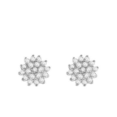 Boucles d'Oreilles en Argent 925 Plaqué Or Jaune & Diamants de Synthèse 0,17 ct - Emanessence