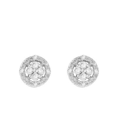 Boucles d'Oreilles en Argent 925 Plaqué Or Jaune & Diamant de Synthèse 0,14 ct - Emanessence
