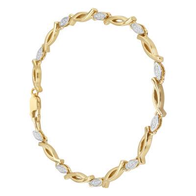 925/1000 Silver & Yellow Gold-Plated Twisted Motif & Lab-Grown Diamond Bracelet 0.15 ct, Length 19 cm - Emanessence