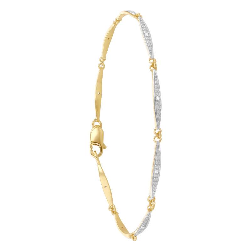 925 Silver Yellow Gold-Plated Bracelet & 9 Lab-Grown Synthetic Diamonds 0.04 ct, Length 19 cm - Emanessence