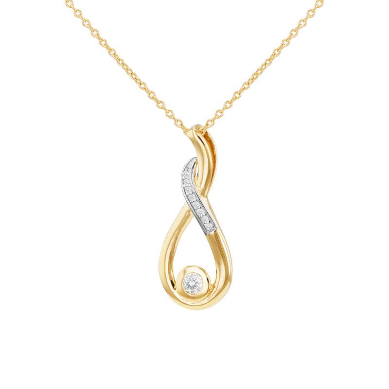 Yellow Gold-Plated 925 Silver & Lab-Grown Diamond 0.25 ct Interlaced Drop Necklace, 46 cm Length - Emanessence