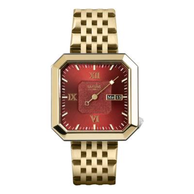 Montre 12H Marie Argent/Or & Grenat Acier Or 34mm - Gustave & Cie