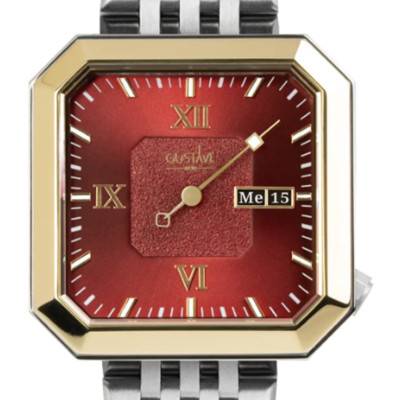 12H Marie Silver/Gold & Garnet Steel Silver Watch 34mm - Gustave & Cie