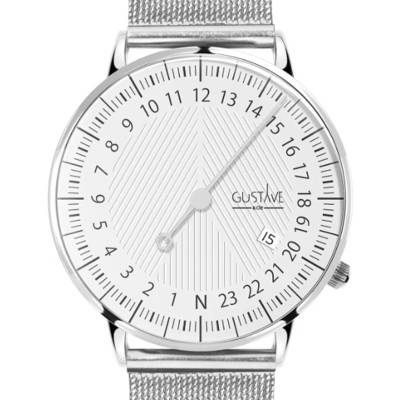Montre 24H André Argent & Blanc Milanais Argent 40mm - Gustave & Cie