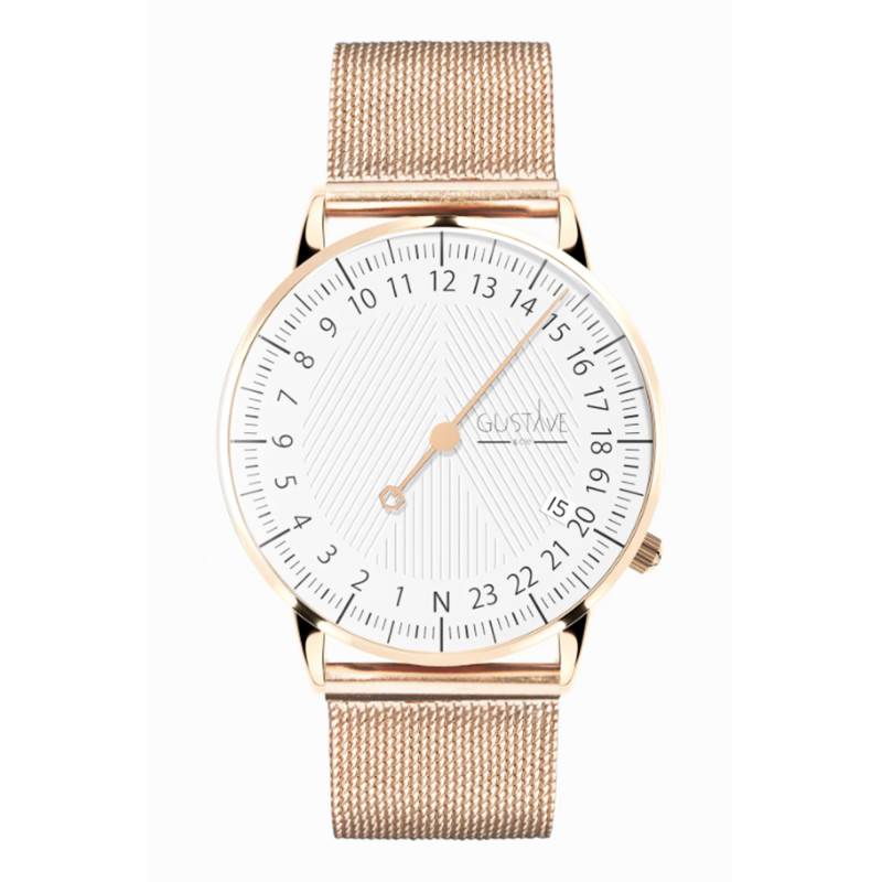 24H André Rose Gold & White Milanese Watch 36mm - Gustave & Cie