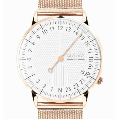 24H André Rose Gold & White Milanese Watch 36mm - Gustave & Cie