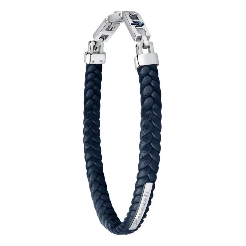 Steel & Blue Recycled Leather Bracelet, Length 19 cm to 22 cm - JM222AVE04 - Maserati