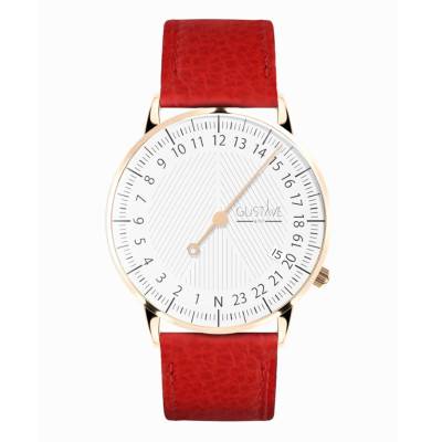 Montre 24H André Or Rose & Blanc Cuir Corail Grainé 36mm - Gustave & Cie