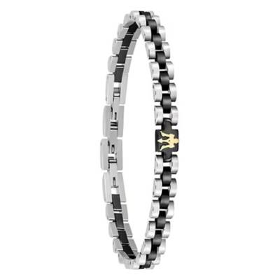 Bracelet Iconic en Acier Gris et Noir, Longueur 20 à 21,50 cm - JM320AST08 - Maserati