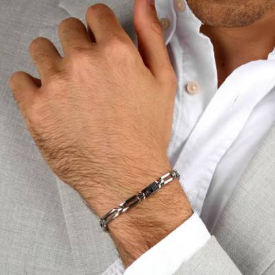 Steel Iconic Link Bracelet, Length 18 cm to 21,5 cm - JM424AVD73 - Maserati