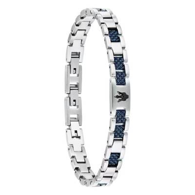 ICONIC Blue & Grey Steel Bracelet, Length 18 cm to 21.5 cm - JM225AVD87 - Maserati