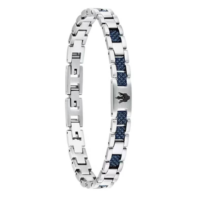 ICONIC Blue & Grey Steel Bracelet, Length 18 cm to 21.5 cm - JM225AVD87 - Maserati