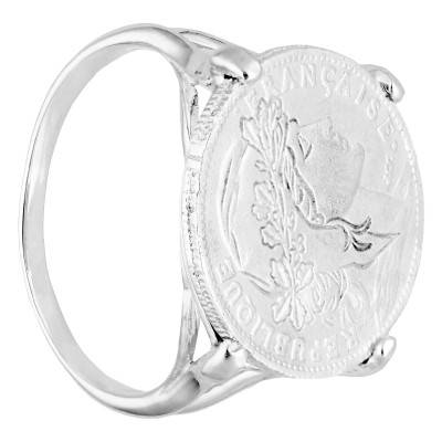 Chevalière Pièce 10F Réplique Marianne Sertie Griffes en Argent 925 - Imperium
