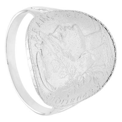 925 Silver Marianne 20F Coin Replica Fork-Shank Signet Ring - Imperium