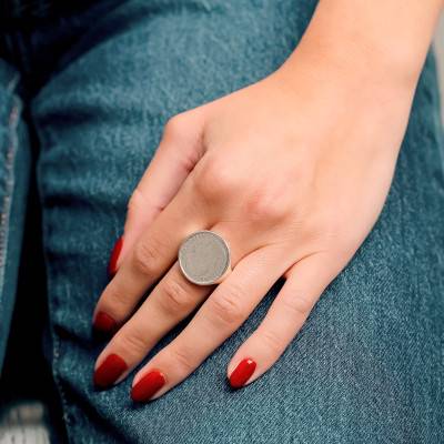 925 Silver Marianne 10F Coin Replica Signet Ring - Imperium