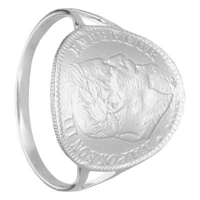 925 Silver Fork-Body Signet Ring Napoleon III Replica 20F Coin - Imperium