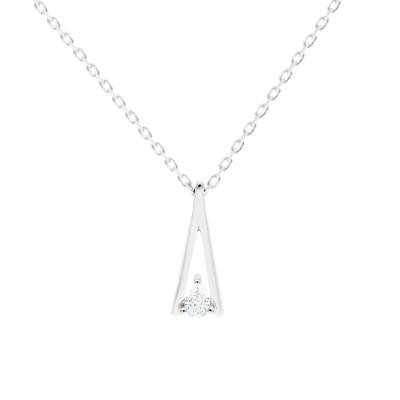 Collier Poire en Or Blanc 375 & Diamant de Synthèse 0,05 ct, Longueur de 40 à 42,5 cm - Emanessence