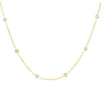Collier en Or Jaune 375 & Diamants de Synthèse 0,51 ct, Longueur de 42 à 44 cm - Emanessence