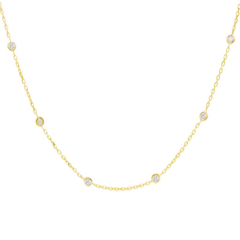 375 Yellow Gold & 0.51 ct Lab-Grown Diamond Necklace, Length 42 to 44 cm - Emanessence