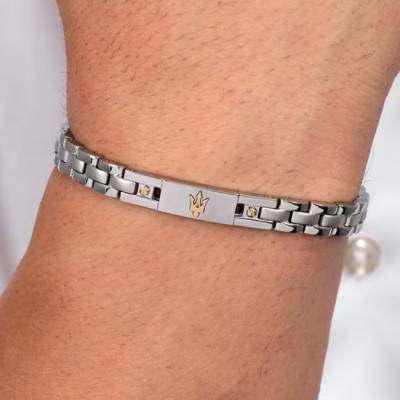 Iconic Two-Tone Steel Bracelet, Length 19 cm to 22 cm - JM420ATH05 - Maserati