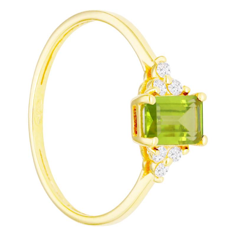 375 Yellow Gold Peridot & Lab-Grown Diamond Shouldered Solitaire Ring - Aurora