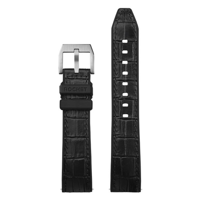 Hybrid Trocadero Black Watch Strap - Width 20mm or 22mm - Bracelet Rochet