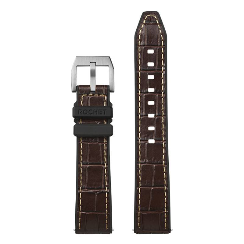 Hybrid Trocadero Mink Ecru Stitching Watch Strap - Width 20mm or 22mm - Bracelet Rochet