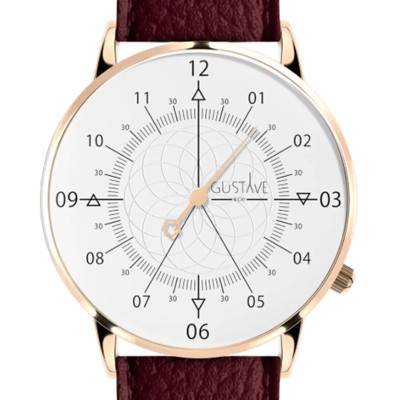 Rose Gold & White 12H Louis Watch Grained Bordeaux Leather 36mm - Gustave & Cie