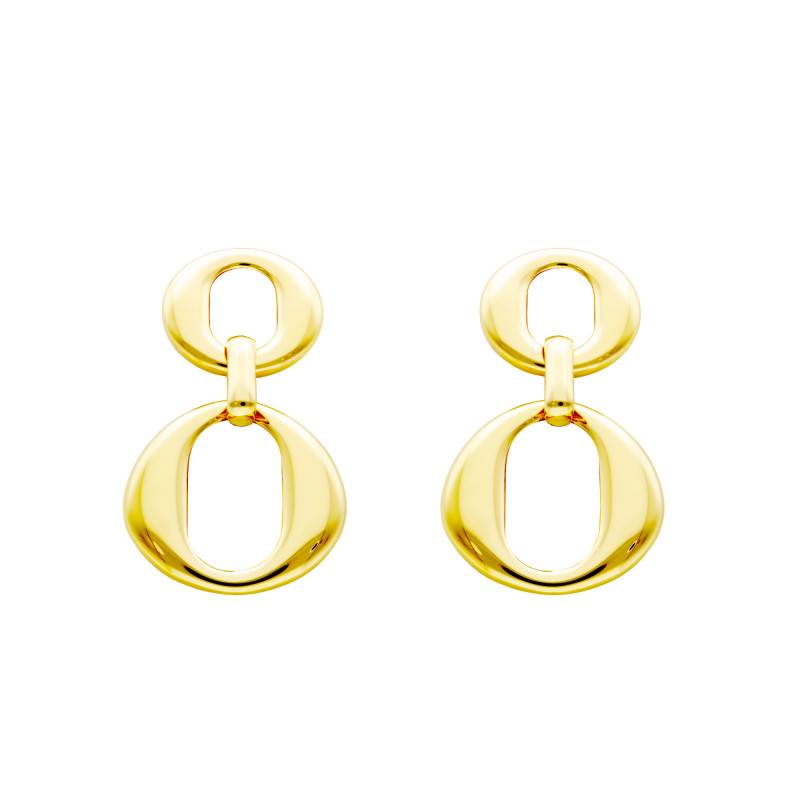 Gold-Tone Steel Double Hoop Drop Earrings - Emanessence