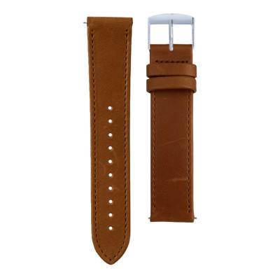 Havana Brown Topstitched Leather Watch Strap - Gustave & Cie