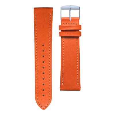 Orange Clémentine Stitched Leather Watch Strap - Gustave & Cie