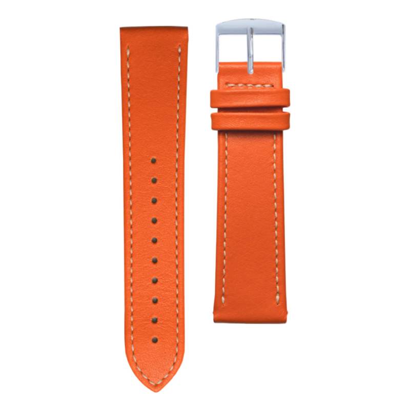 Orange Clémentine Stitched Leather Watch Strap - Gustave & Cie