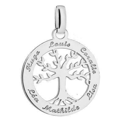 Pendentif Prénoms Gravable Arbre de Vie en Argent 925, Diamètre 22 mm - Lumiosa