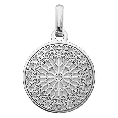 Médaille Rosace de Notre Dame en Argent 925, Diamètre 22 mm - Lumiosa