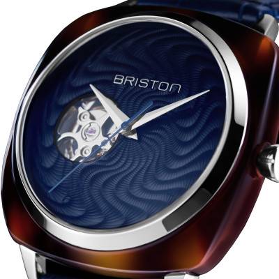 Montre Clubmaster Iconic Spirale bleu émail grand feu Briston x Ocarat - Edition Limitée - Briston