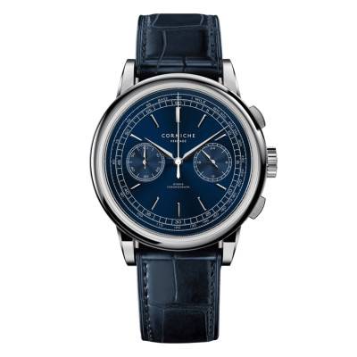 Heritage Chronograph Steel with Blue Dial Watch - Corniche