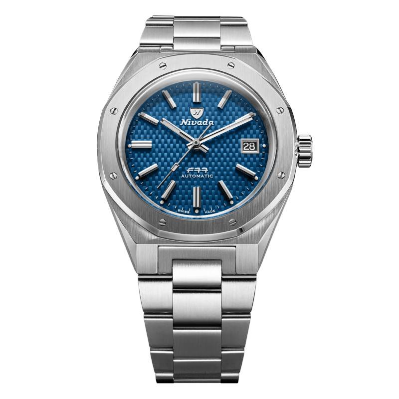 F77 41 Blue Date Watch 69041A77B - Nivada Grenchen